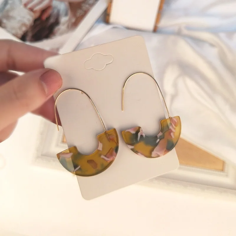 Guan Long Dangle Fashion Elegant Acetate Resin Earrings for Women Big Geometric Acetic Acid Dangling Acrylic Earring New Jewelry (4)
