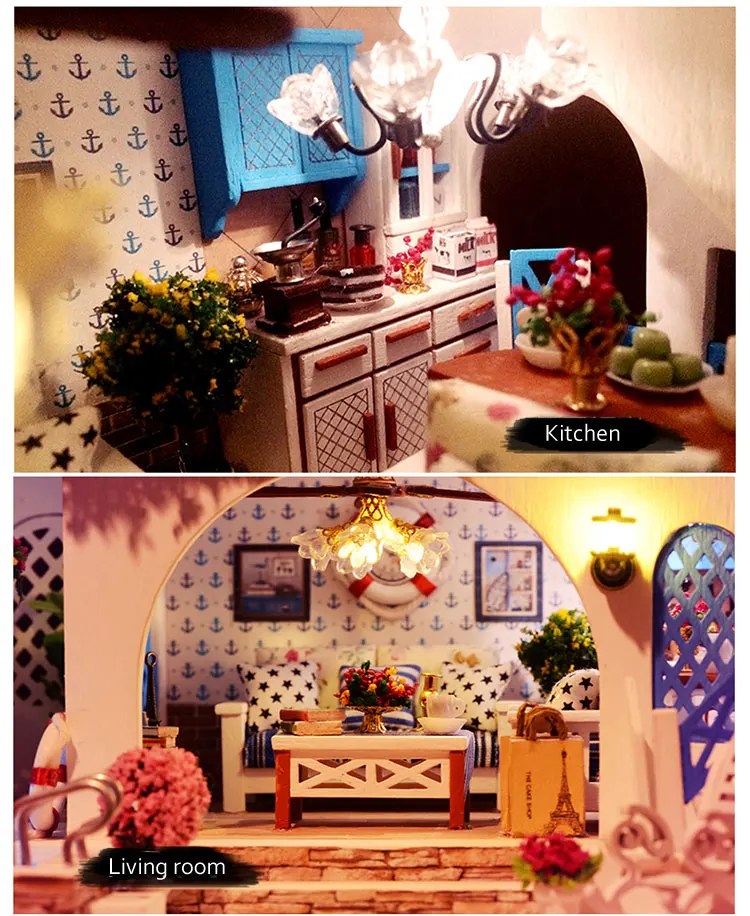 Миниатюрный Кукольный дом Комплект с Мебель Кухня Diy деревянный кукольный домик игрушечные лошадки для детей дома игрушки деревянный дом кукла подарок детей