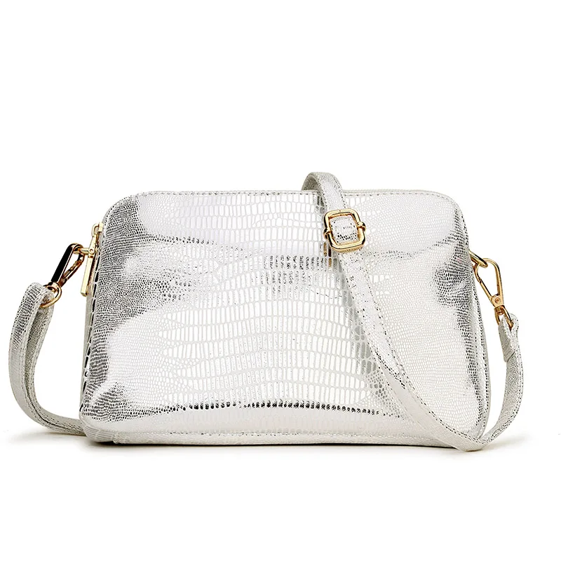 Летняя кожаная сумка-мессенджер, женская сумка на плечо, женские золотые маленькие сумки, сумка через плечо для женщин, женские ручные сумки в винтажном стиле - Цвет: silver