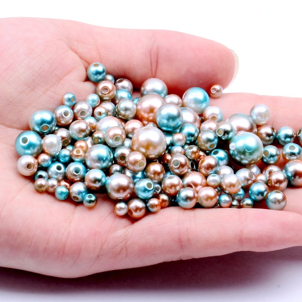 4/6/8/10 мм в диаметре, различные Размеры многоцветная Радуга ABS имитация жемчуга круглые бусины ожерелье самодельное одежды Craft Изготовление аксессуаров - Цвет: 9 sea blue rainbow