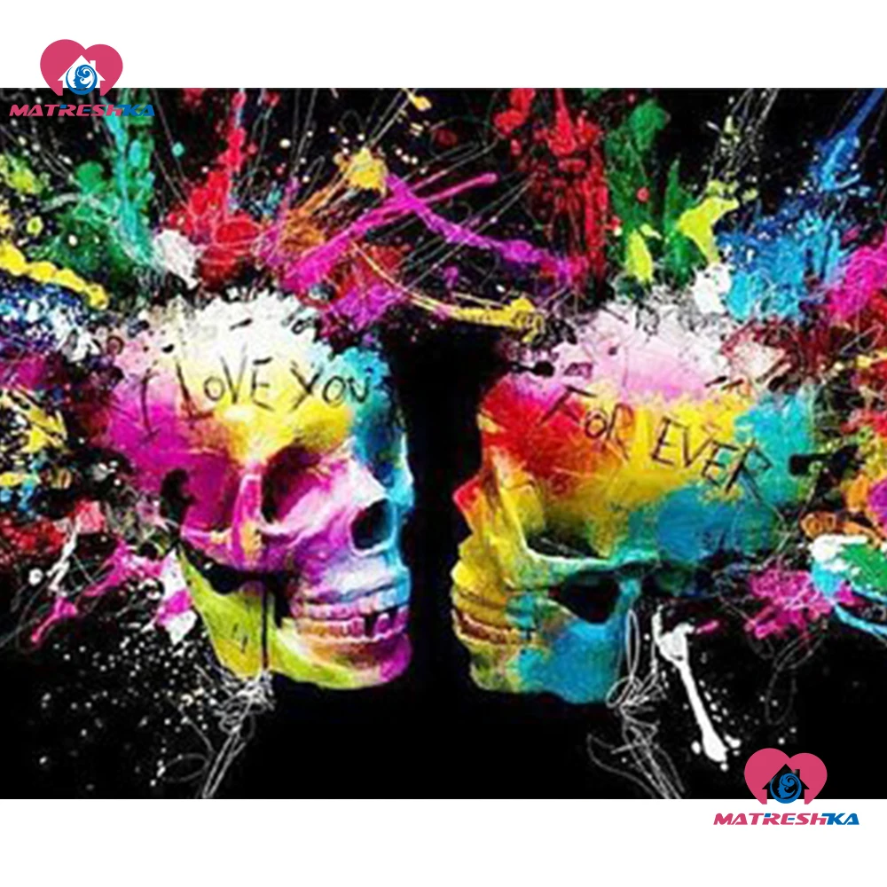 

Diamond embroidery full display 5d diamond painting full drill square Ghost head rhinestones pictures diamond mosaic nature