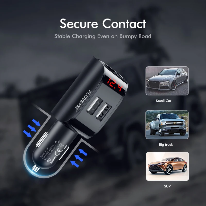 Автомобильное зарядное устройство с двумя USB портами 5 В 3 1 А|Зарядные устройства|