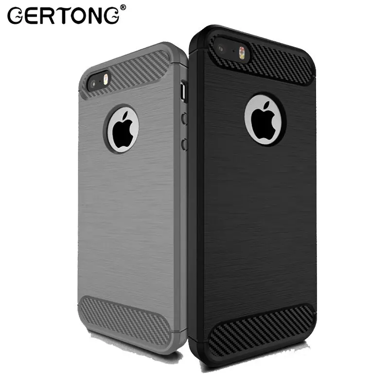buy Soft TPU Carbon Fiber Phone Case For iPhone 5S SE 5 6 X 6S 7 8 Plus XS Max XR Cover Armor Thin Silicon Plain Black Conque Fundas