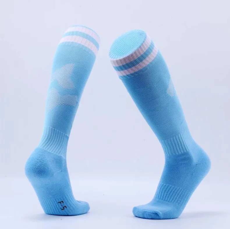 Высококачественные спортивные футбольные носки для велотренажера, баскетбола для детей, мужчин и женщин, гольфы, нескользящие носки для футбольной команды, Длинные чулки - Цвет: Белый