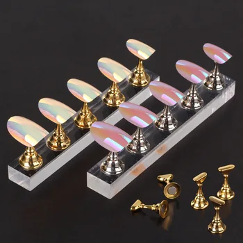 

2 Colors 10 Pcs False Nail Tips Display Stand Holder Set Magnetic Showing Shelf Practice Nail Tools Promotion Price