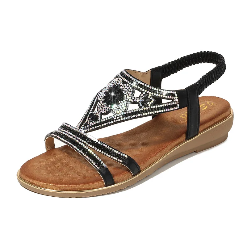 

2019 Fashion Bling Summer Bohemian Platform Sandals for Women Luxury Designer Beach Sandals Ladies Gladiator Wedge Shoes
