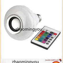 ZHAO 20 шт. беспроводной E27 12 Вт Bluetooth пульт дистанционного управления мини умный светодиодный динамик RGB цветной светильник теплая Лампа музыкальная лампа