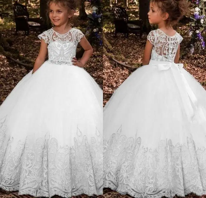 Милое кружевное платье принцессы с цветочным узором для девочек, коллекция 2019 года, бальное платье, платья для первого причастия для