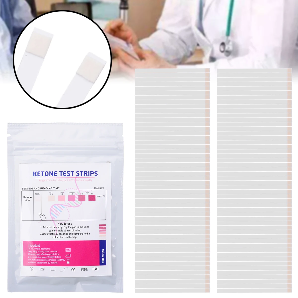 

1 SET 100pcs Urine Acid Alkaline Test Paper Urine Analysis Testing Paper Women Men Body Ketone Test Strips
