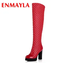 ENMAYLA/Новинка, круглый носок пикантные квадратный каблук Ботфорты зимние женские ботинки на платформе для Для женщин рыцарские длинные сапоги
