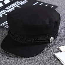 Новая модная черная кружевная вышивка детская атласная фуражка капитана Повседневный веревочный плоская кепка для женщин Newsboy Sunhats осенне-зимняя крутая шапка для девочек