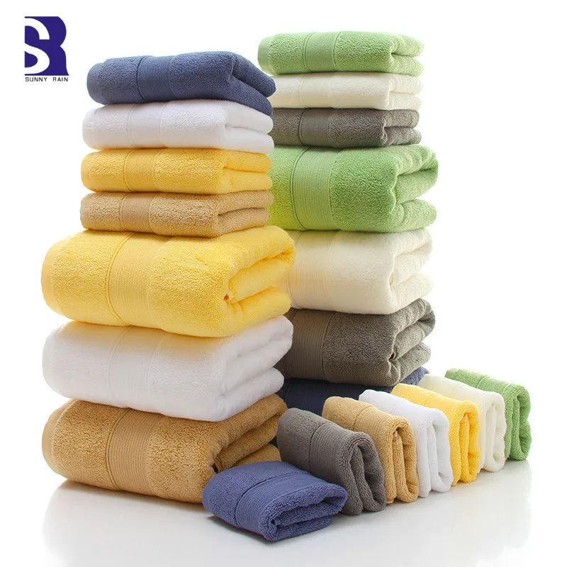 

SunnyRain 3-Piece Thick Combed Cotton Towel Set Bath Towel For Adult Face Towel 650GSM Water-absorbent toallas