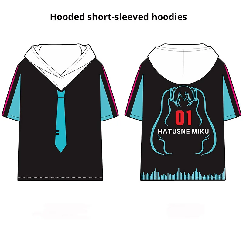 Cena Anime Vocaloid hatsune Miku Zipper z kapturem krótki rękaw bluzy kostiumy Cosplay Casual Narmcore sweter z kapturem Miku spodnie