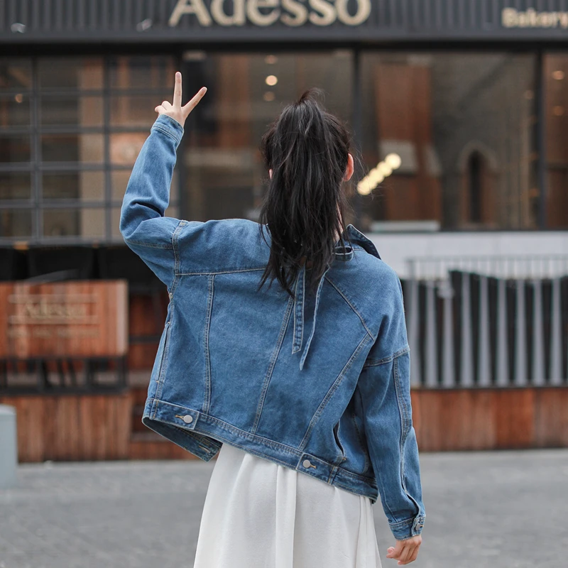 

2019 Leisure fashion retro Women Coat Spring Autumn Long Sleeve Basic Coats Vintage Slim Hot Fashion Cacual Denim Jacket