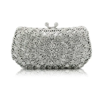 

Hand-studded evening dinner bag Vintage carved openwork clutch bag Mini chain small bag Shiny princess bag A296