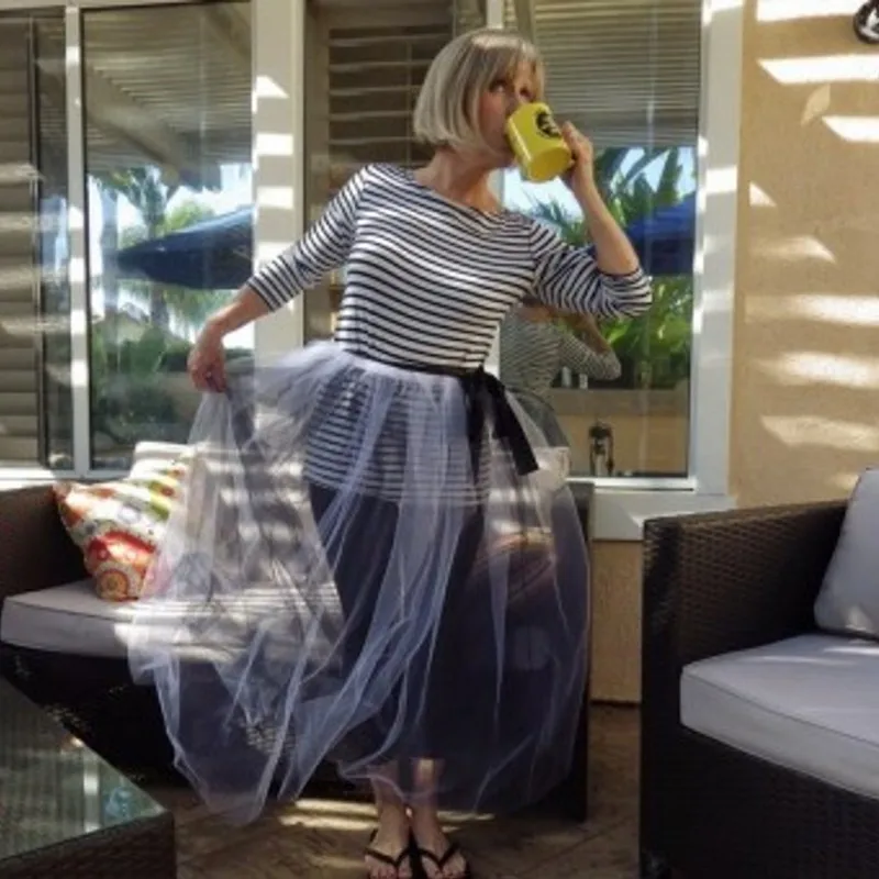 Funny One Layer Tulle Skirts Floor Length With Ribbon Sash Skirt For