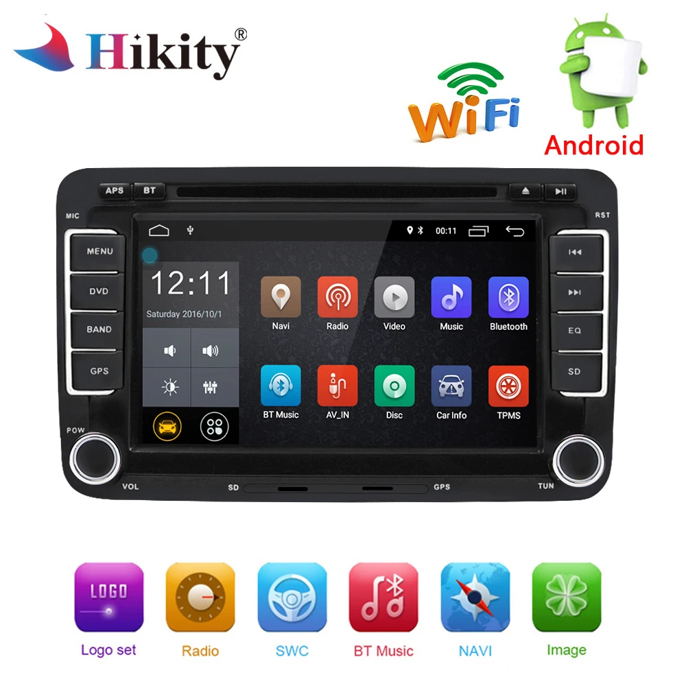 Perfect Hikity Android Multimedia player 2 din Car Radio GPS Navigation Autoradio WIFI DVD For Volkswagen//Passat/POLO/GOLF/Skoda Ster 0