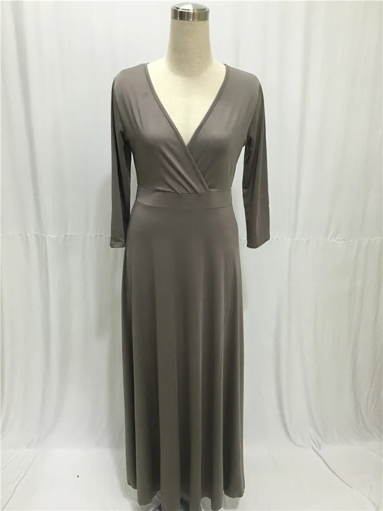 Высококачественное летнее платье, женское винтажное платье, сексуальное Макси платье с v-образным вырезом, большие качели, элегантное вечернее платье размера плюс, женская одежда - Цвет: FP1112 gray