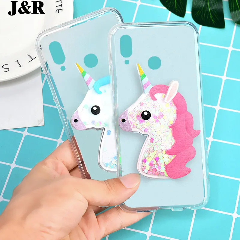 Cover For Huawei Honor Play Case Silicone Soft TPU Phone Bags Dynamic Glitter Owl Unicorn Hourglass Shell Cases For Honor Play