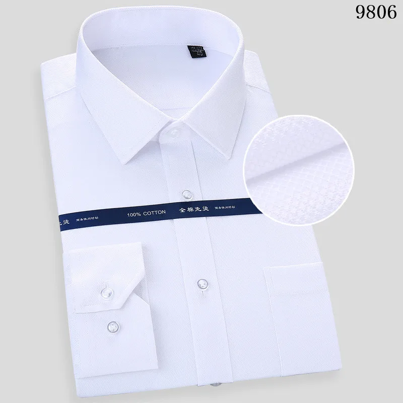 Высокое качество-гладильная Для мужчин платье рубашка с длинными рукавами 100% хлопок 2019 Новые однотонные мужские Костюмы Fit Бизнес рубашки