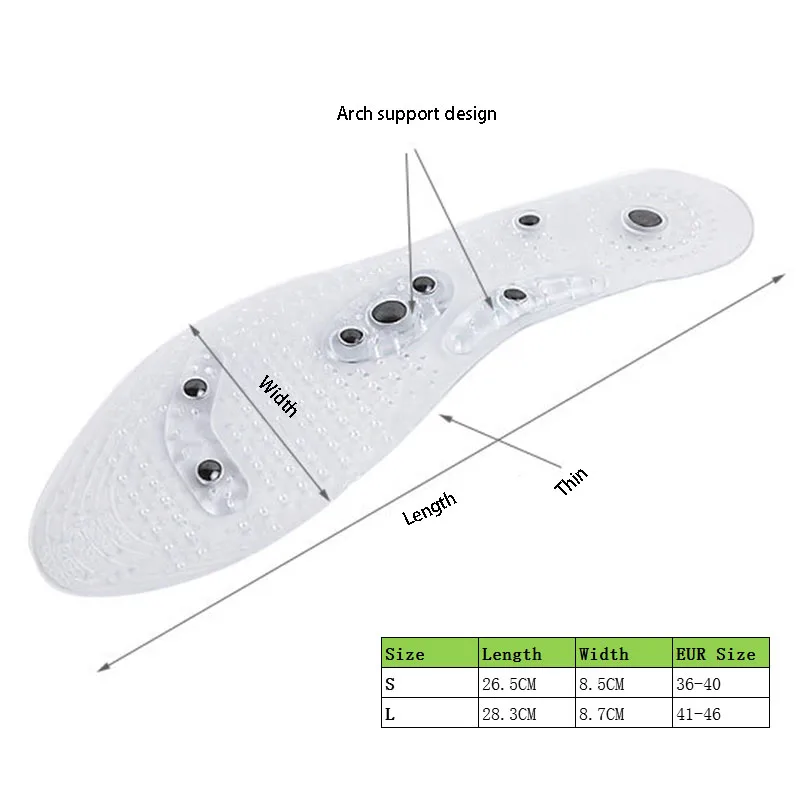Arihol для мужчин и женщин Магнитная Массажная стелька для обуви для похудения амортизационная вставка магнитный гель прозрачная подошва для обуви
