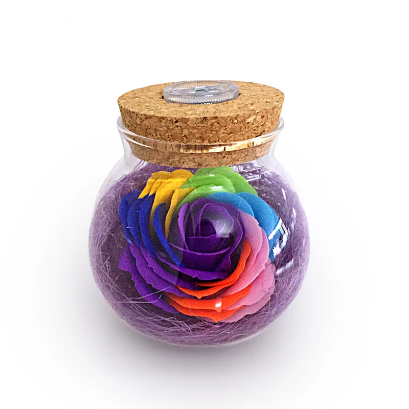 led RGB lamp Color Romantic rose wishing bottle (deep purple)