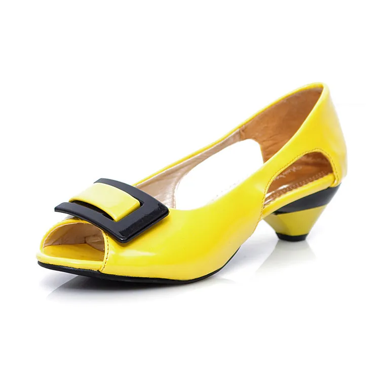 

Big Size Sale 34-43 Small Wedge Peep toe Multi color Summer Women sandals Flower Patent leather Open toe Cone heels Casual H9-2