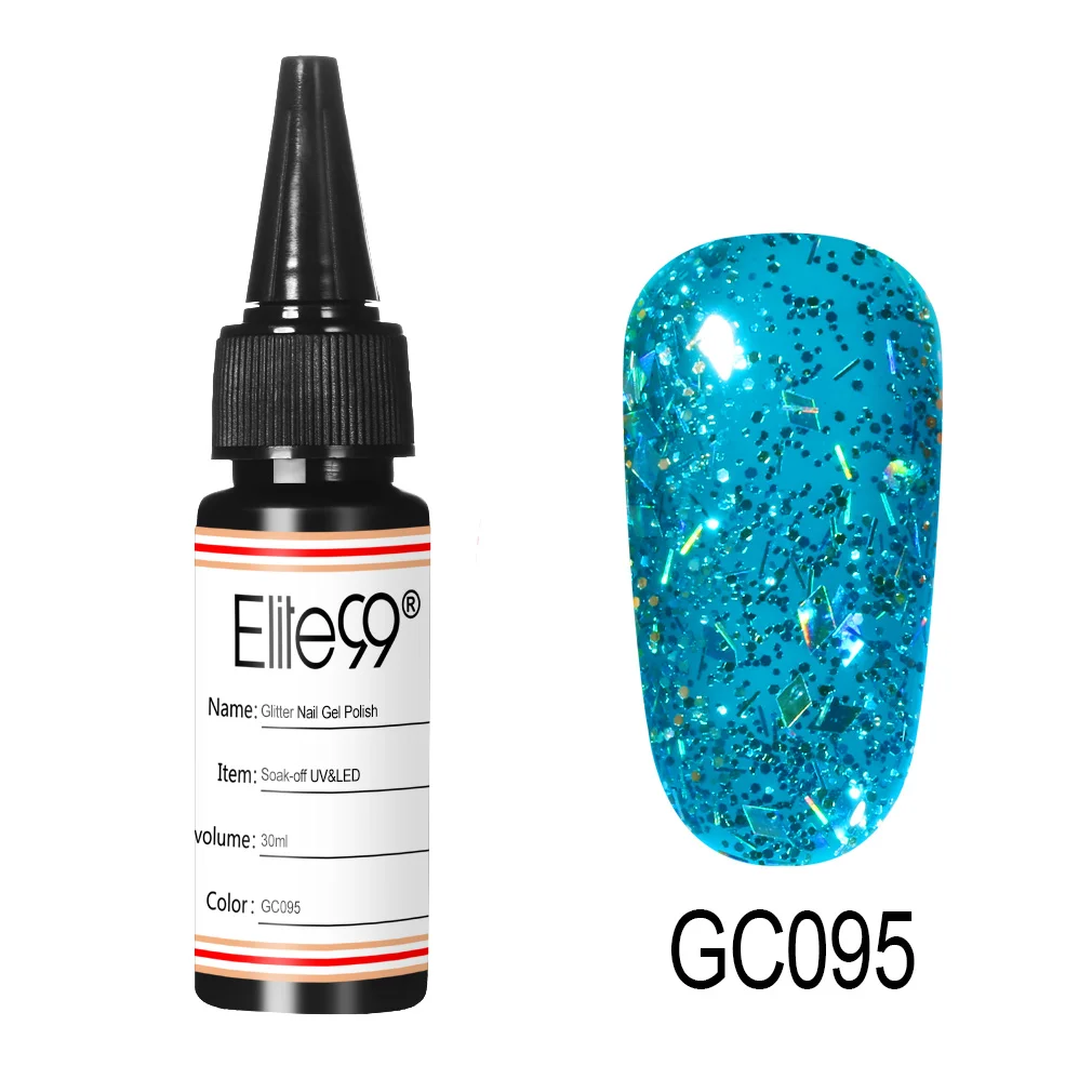 GC095 Elite99 блестящий гель для ногтей с блёстками лак 30 мл ногтей искусство замочить УФ светодиодный для маникюра геллак полуперманентный лак - Цвет: GC095