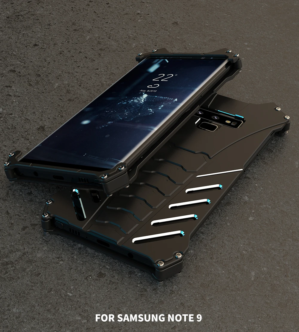 

Shockproof Metal Case For Samsung Galaxy Note 9 Hard Cover Aluminum Alloy Shockproof Heat Dissipation Sports+Straps+Stand Holder