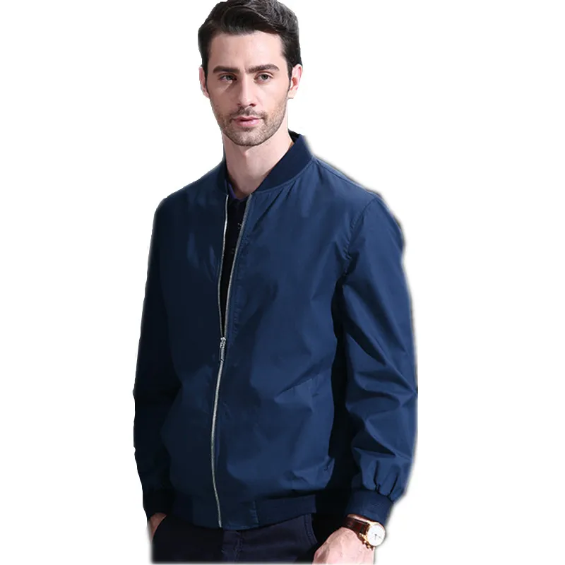 100 Cotton Brand Clothing Navy Thin Bomber Jacket Men Loose Baseball