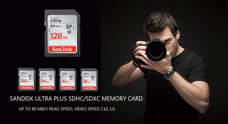 SanDisk Ultra Original SD card 8GB 16GB 32GB SDHC 64GB 128GB 256GB SDXC Class10 Memory Card C10 R80mb/s USH-1 Support for Camera samsung 64gb memory card