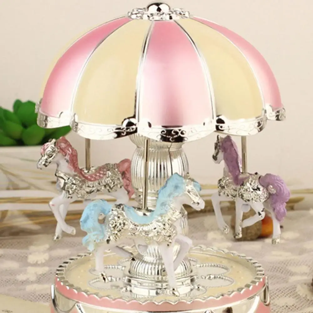 

Carousel Music Box Musical Box Valentine'S Day Carousel Merry Go Round LED Light Exquisite Music Box Romantic Wedding
