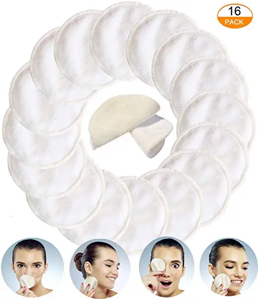 ICosow 16 шт многоразовые бамбуковые подушечки для снятия макияжа, моющиеся очищающие салфетки для лица, удаляющие Макияж для лица