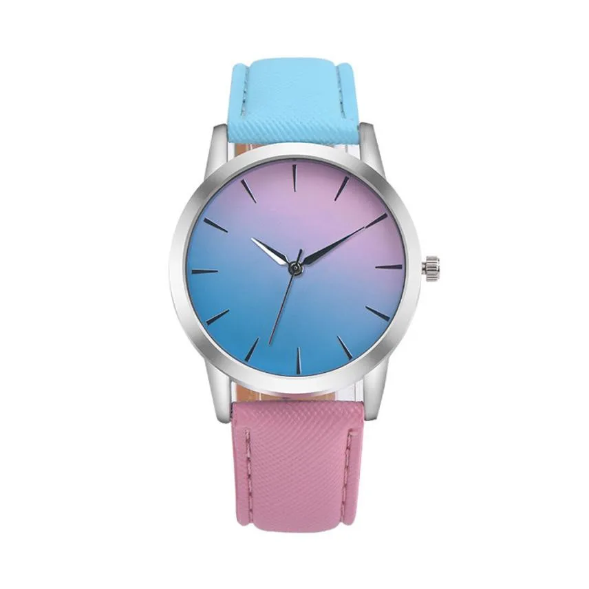 Ретро, дизайн радуги кожаный ремешок аналоговые сплава кварцевые наручные часы Relogio Feminino женские часы Reloj Mujer Bayan Kol Saati