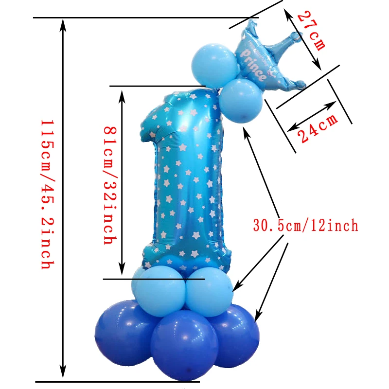 1 комплект 32 дюймов цифры фольгированные шары цифры воздушный шар Дети День рождения фестиваль Вечеринка юбилей Корона Декор поставки