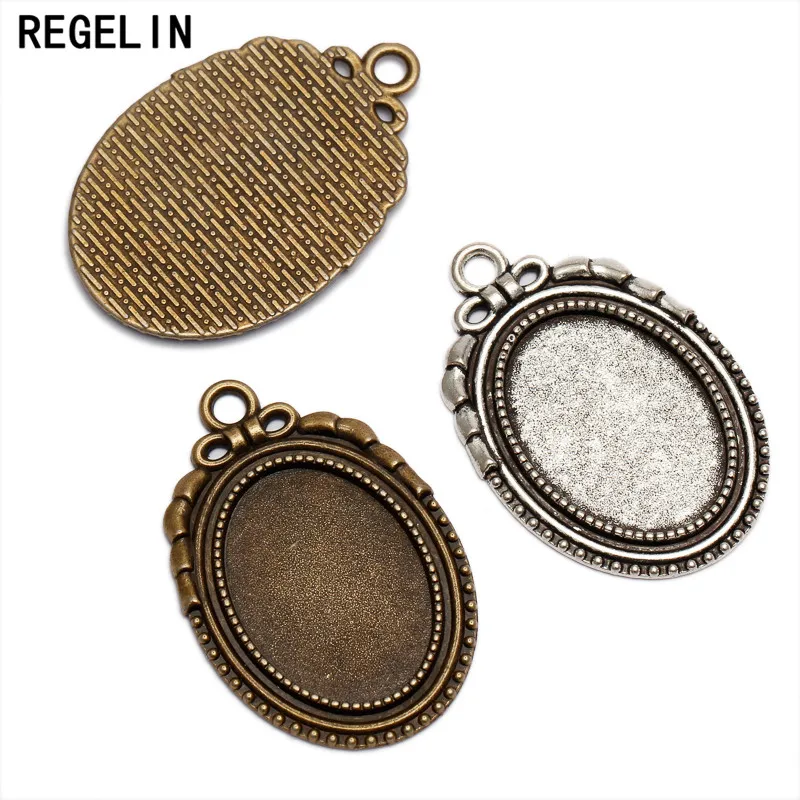 REGELIN 10 шт./лот старинный Бронзовый кабошон с бантом 18*25 мм основа для