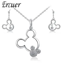 Модные детские свадебные ожерелья Kolye Pendante с кристаллами Микки, розовое белое золото, набор бижутерии из серег