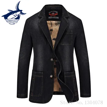 

Tace & Shark Brand Casual Business Men's Denim Blazer Masculino Cotton Slim Fit Blazer Men Suit Jacket Overcoat casaco masculino