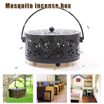 

Mosquito Coil Holder Portable Hollow Metal Incense Holder Tray with Lid WXV Sale