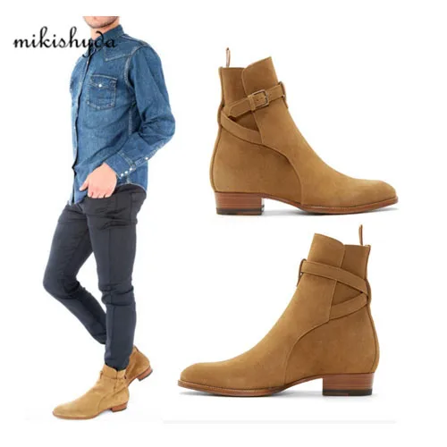 2016 Hot Men Suede Men Boots New Handmade Crepe Bottom