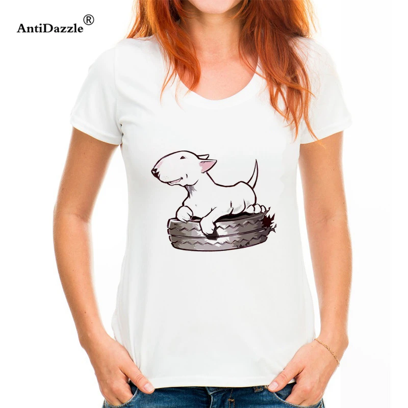 

Antidazzle 2017 Funny Women T Shirts Fashion Short Sleeve Modal Bull terrier Printed T-shirt Brand Clothing Female Top Tees