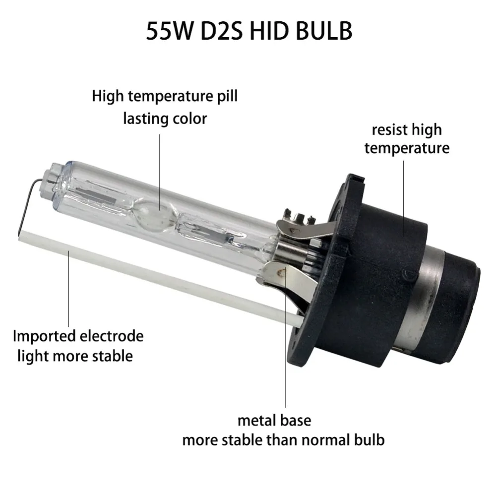 2 шт. D2S ксеноновая лампа с металлическим основанием 55 Вт HID 4300k 5000k 6000k 8000k