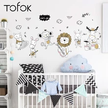 Tofok Мультяшные животные музыкальная лента Настенная Наклейка для детской комнаты Детская Фреска наклейки водонепроницаемый домашний дверной шкаф украшение плакат