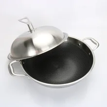Антипригарная нержавеющая сталь woks бинауральные плавающие улей алмазные быстро жареные король пятислойные бездымные кастрюли из нержавеющей стали