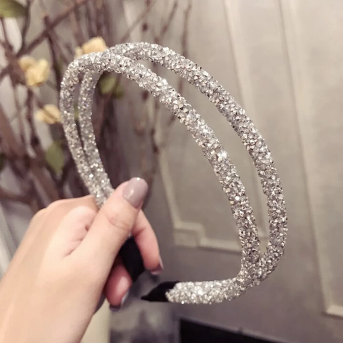 

Full Drilling Double Thin Hairband Women Girls Hair Head Hoop Bands Accessories For Girls Jewelry headband double fine side