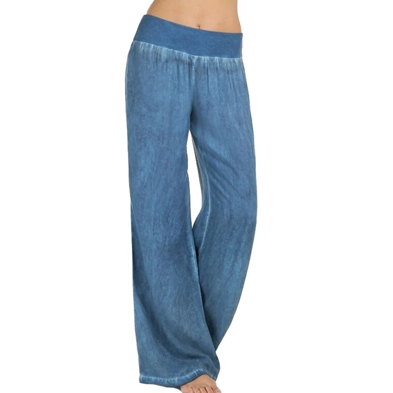 Nibesser 2018 Повседневное Широкие штаны для женщин; Большие размеры Повседневное Твердые Капри плавки Jogger модные синие свободные штаны брюки