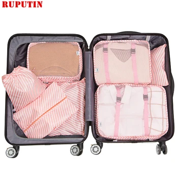 

RUPUTIN 7PCS/Set Travel Mesh Bag In Suitcase Luggage Organizer Packing Cube High Quality Clothes Sorting BagTravel Accessories