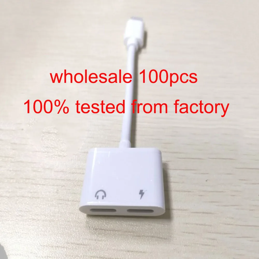 Goedkoop 100 stks 100% Getest Dubbele Jack Audio Adapter Voor iphone 7 Opladen muziek Bellen Splitter Kabel Voor iphone X 8 8 plus IOS 11