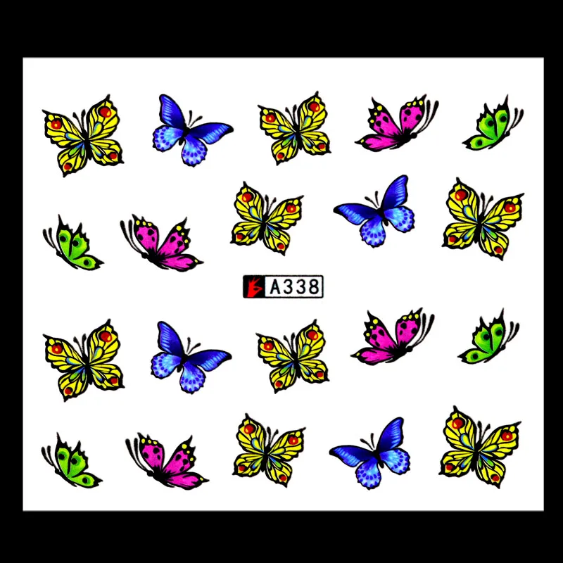 12 видов конструкций наклейки для ногтей бабочки узоры Переводные картинки Переводные татуировки гвоздь Искусство декоративные стикеры Набор насадок