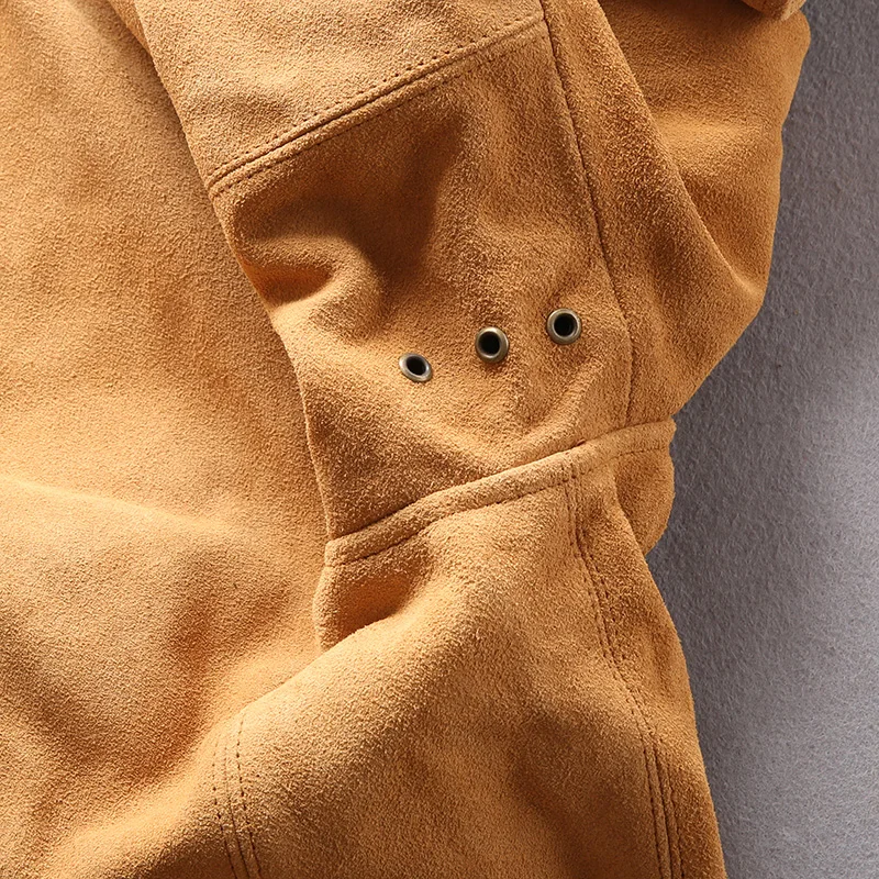 Blog Read Description! Asian size men's cow leather mens cowhide coat vintage rider jacket 6A-2